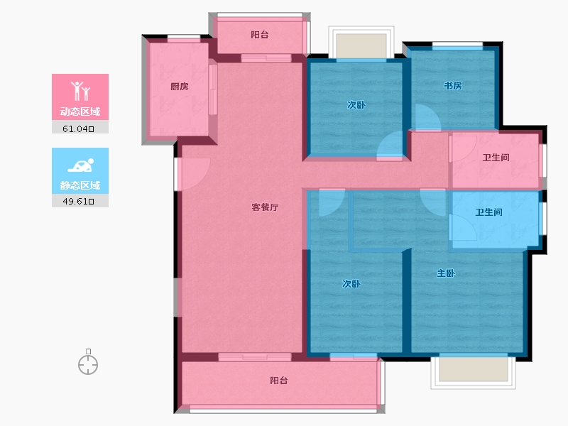 云南省-昆明市-世茂璀璨世家-98.31-户型库-动静分区