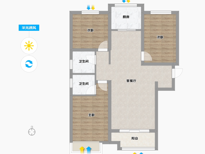 河北省-邢台市-御峰华府-90.00-户型库-采光通风