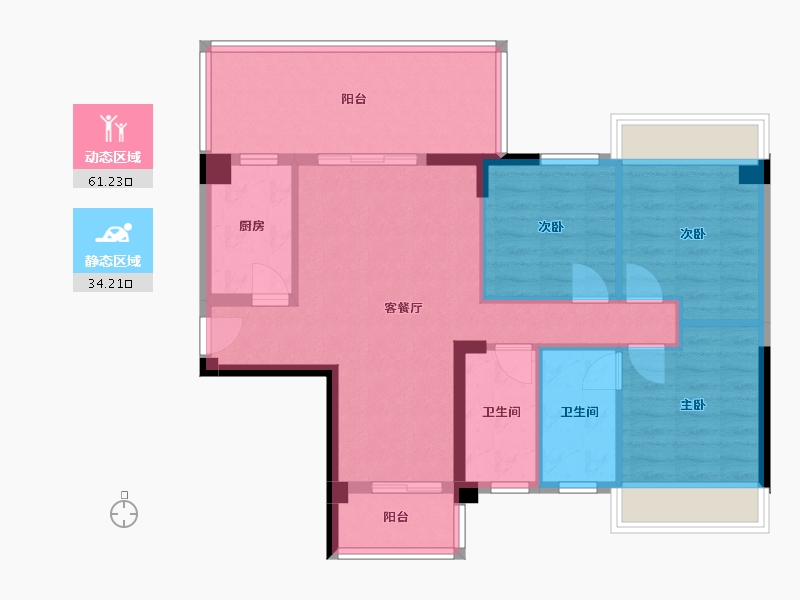 广西壮族自治区-南宁市-轨道御水元筑-70.00-户型库-动静分区