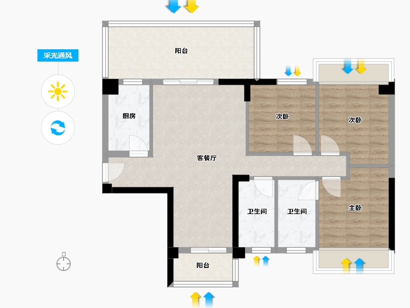 广西壮族自治区-南宁市-轨道御水元筑-70.00-户型库-采光通风