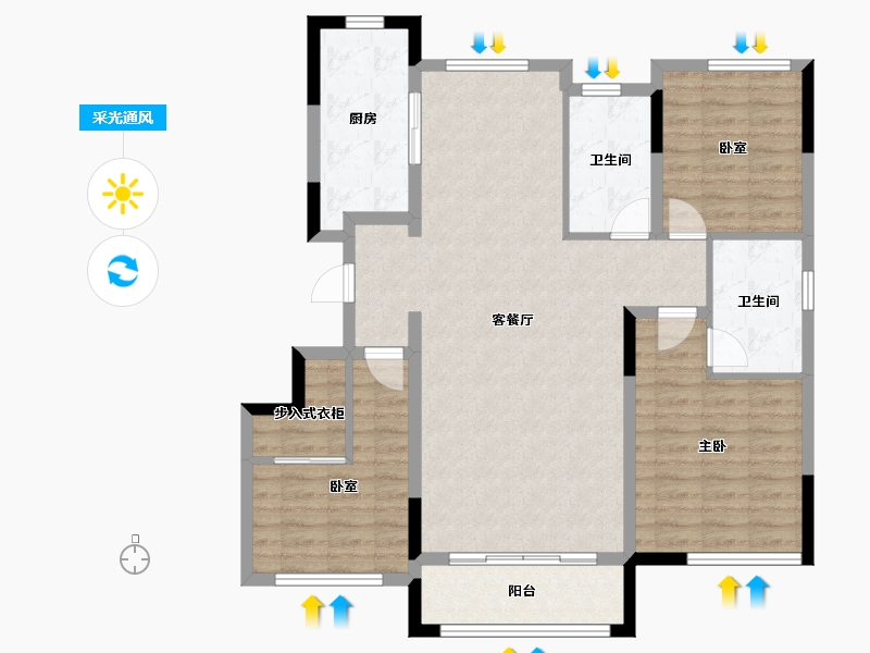 山东省-烟台市-金地浅山艺境玺湖-104.00-户型库-采光通风