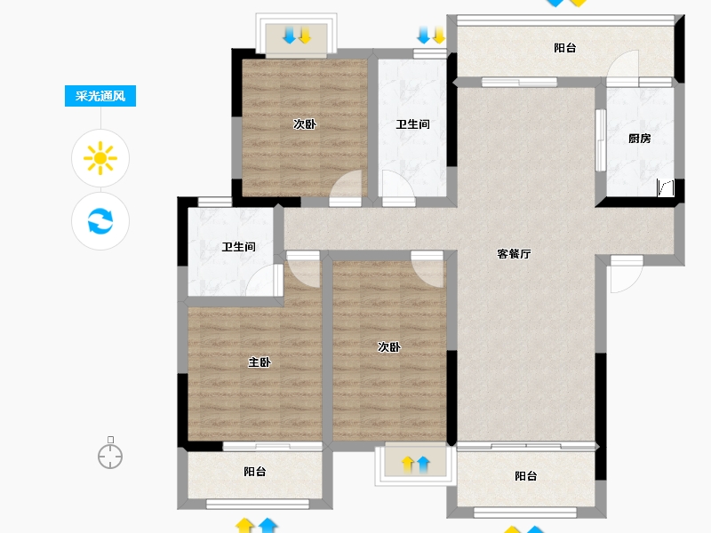 四川省-成都市-成金金语湾-101.98-户型库-采光通风