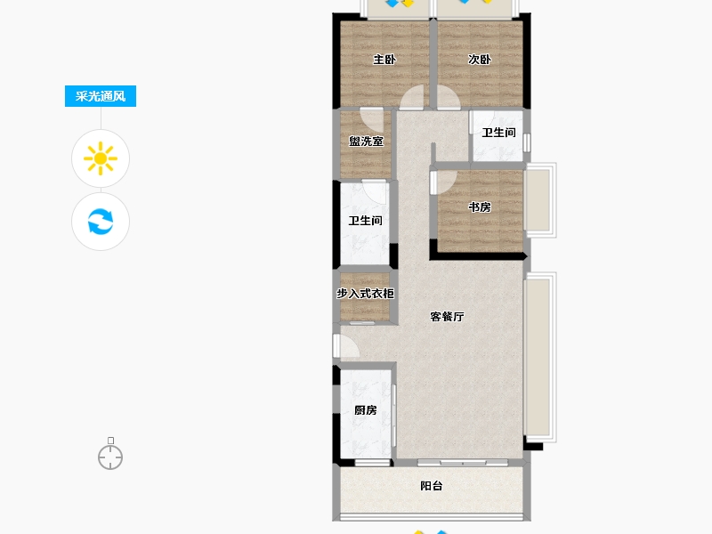 云南省-昆明市-龙湖山海原著御景-92.27-户型库-采光通风