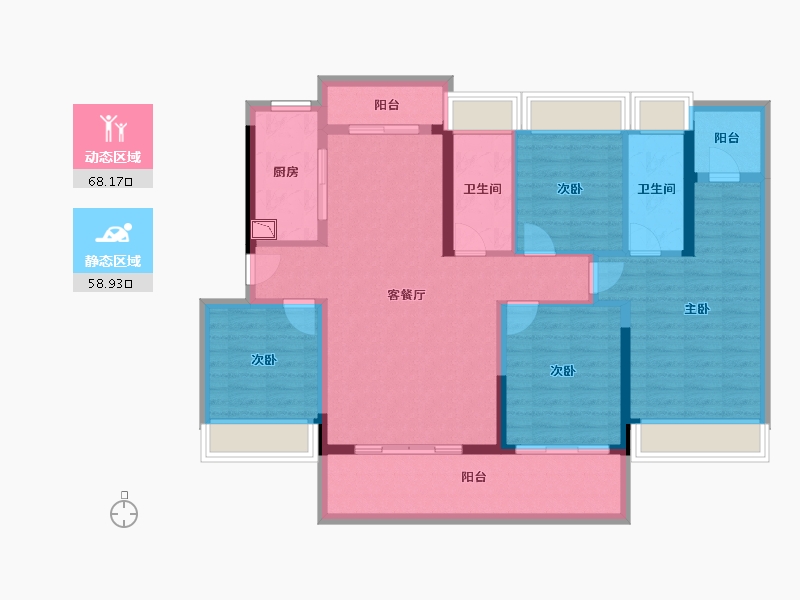 广东省-惠州市-碧桂园潼湖凤鸣湾花园-113.60-户型库-动静分区