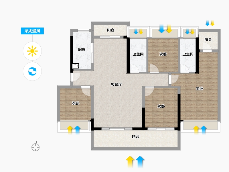 广东省-惠州市-碧桂园潼湖凤鸣湾花园-113.60-户型库-采光通风