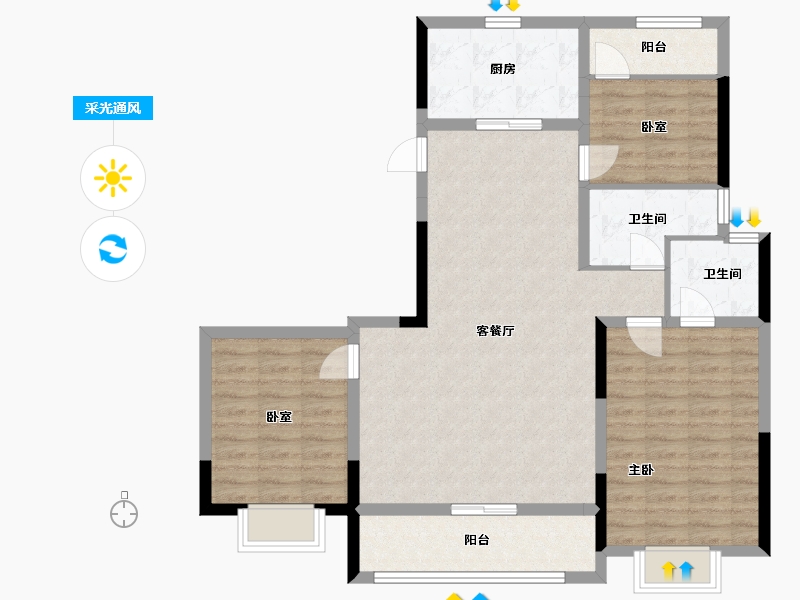 浙江省-绍兴市-湖心湾-101.19-户型库-采光通风