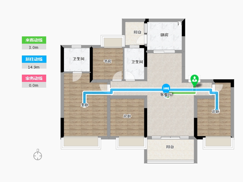 四川省-成都市-人居蜀津峰荟-101.34-户型库-动静线