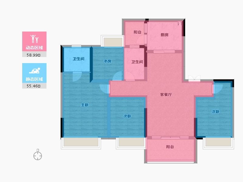 四川省-成都市-人居蜀津峰荟-101.34-户型库-动静分区