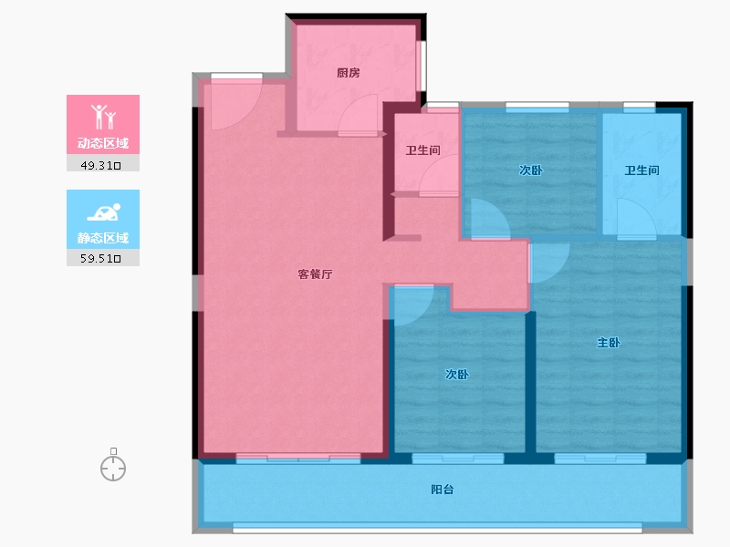 云南省-昆明市-龙湖山海原著御景-98.40-户型库-动静分区