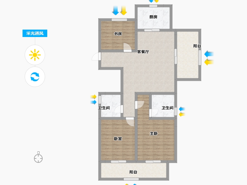 浙江省-绍兴市-海波名苑-104.00-户型库-采光通风