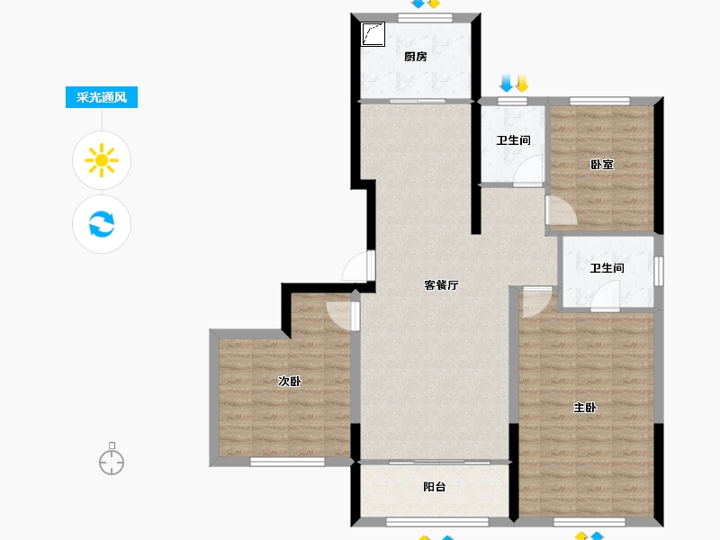 山东省-烟台市-金地浅山艺境玺湖-103.99-户型库-采光通风