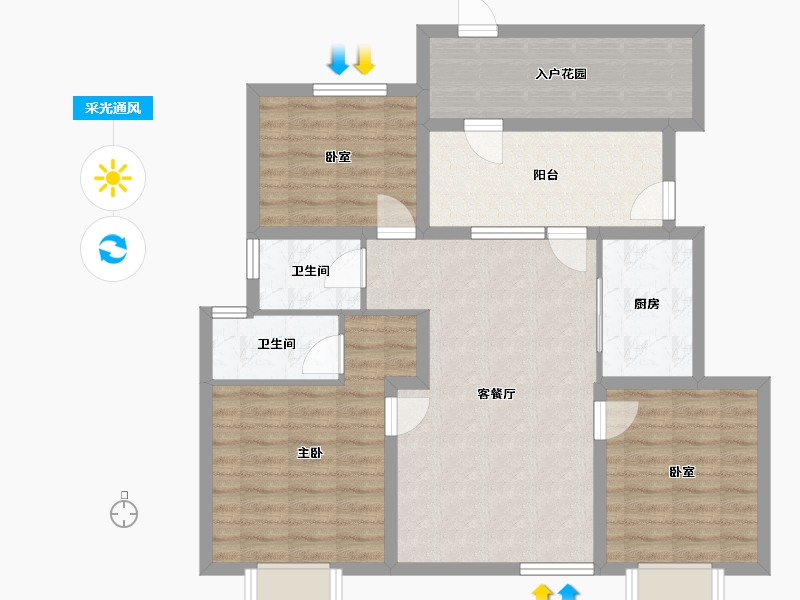 山东省-烟台市-磁山温泉小镇-91.44-户型库-采光通风