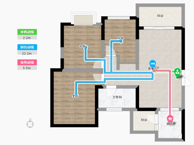 四川省-成都市-东韵雅苑-75.65-户型库-动静线