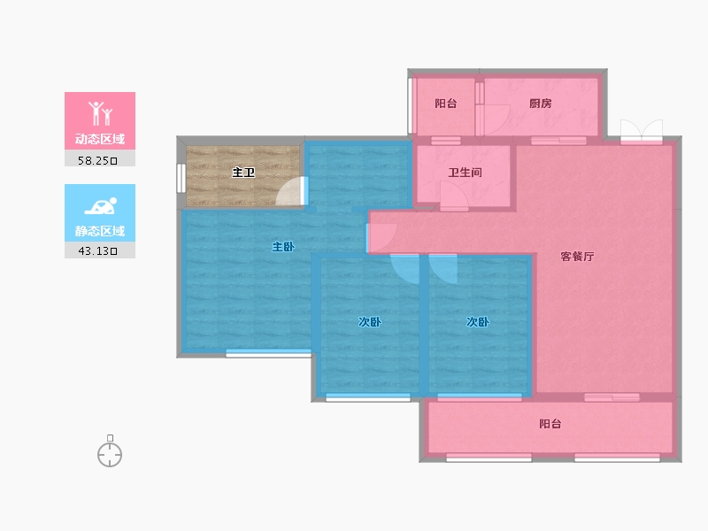 四川省-成都市-双楠悦天地-95.35-户型库-动静分区