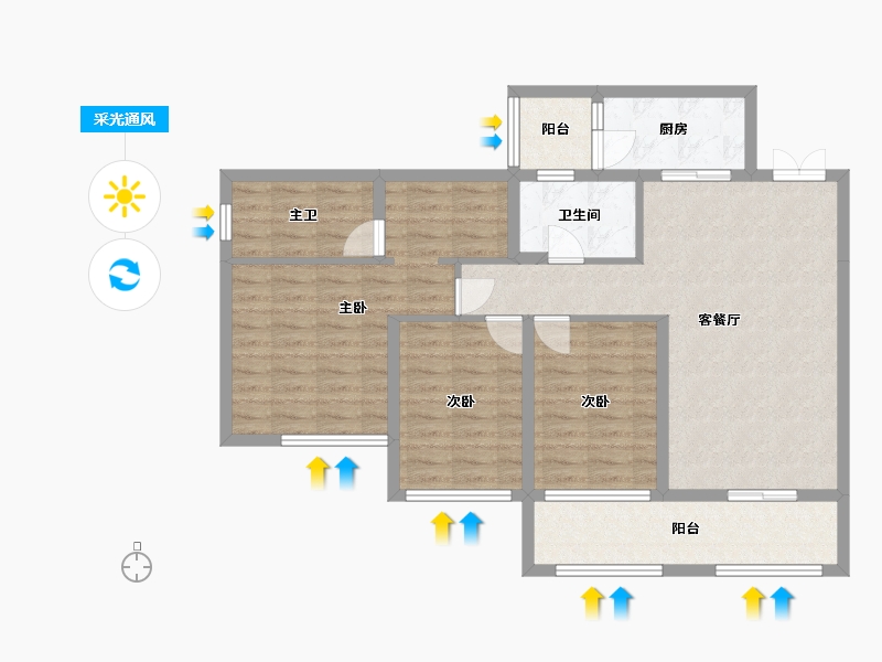 四川省-成都市-双楠悦天地-95.35-户型库-采光通风