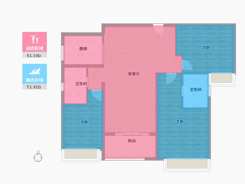 海南省-陵水黎族自治县-雅居乐清水湾-102.67-户型库-动静分区