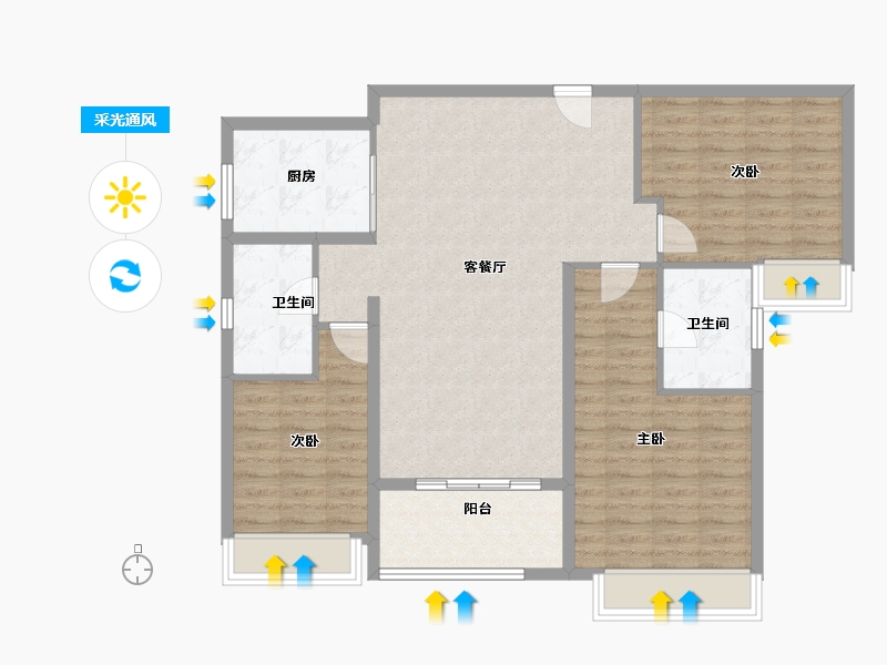 海南省-陵水黎族自治县-雅居乐清水湾-102.67-户型库-采光通风