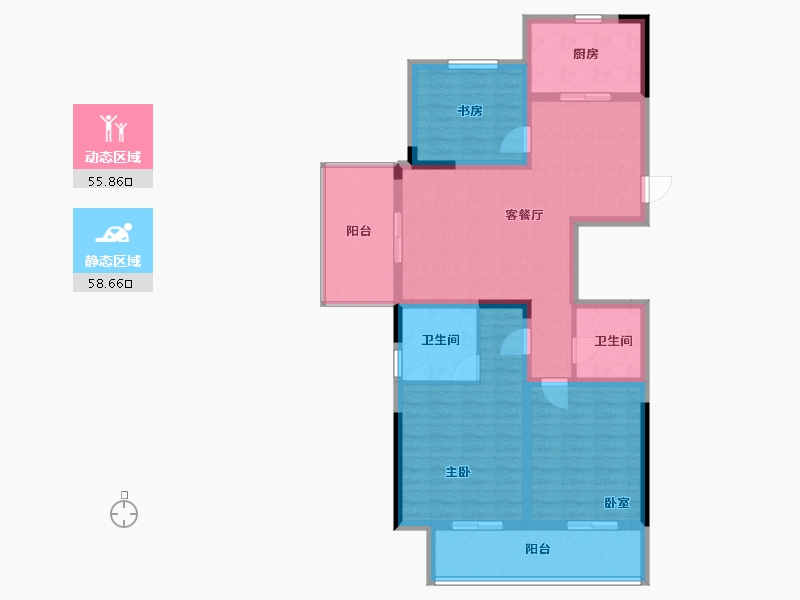 浙江省-绍兴市-海波名苑-102.41-户型库-动静分区