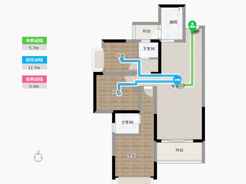 四川省-成都市-东韵雅苑-92.56-户型库-动静线