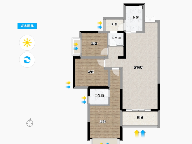 四川省-成都市-东韵雅苑-92.56-户型库-采光通风