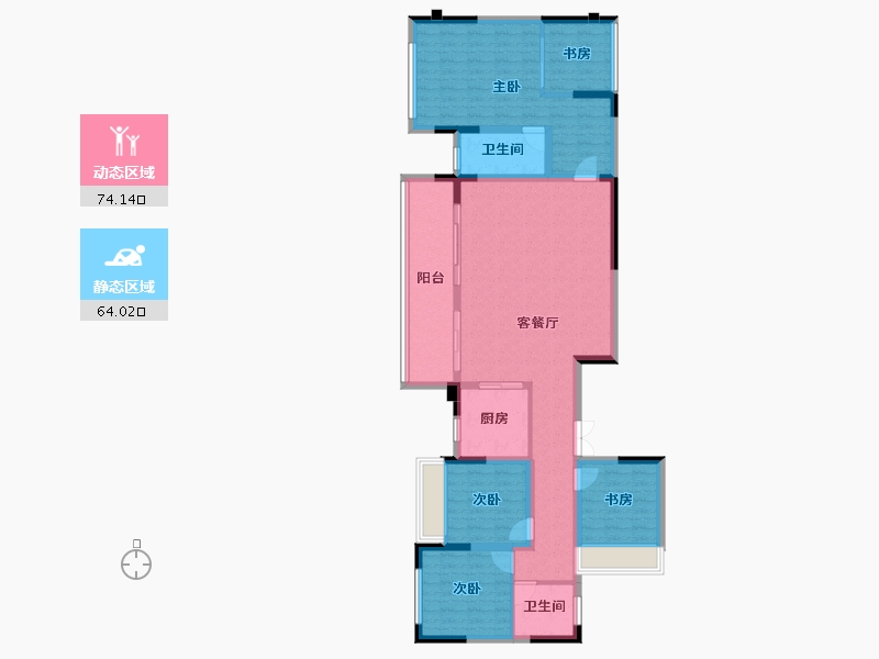 重庆-重庆市-华远海蓝城-124.03-户型库-动静分区