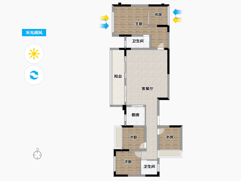 重庆-重庆市-华远海蓝城-124.03-户型库-采光通风