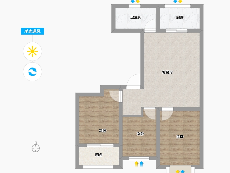 山东省-潍坊市-滨海87号-62.77-户型库-采光通风