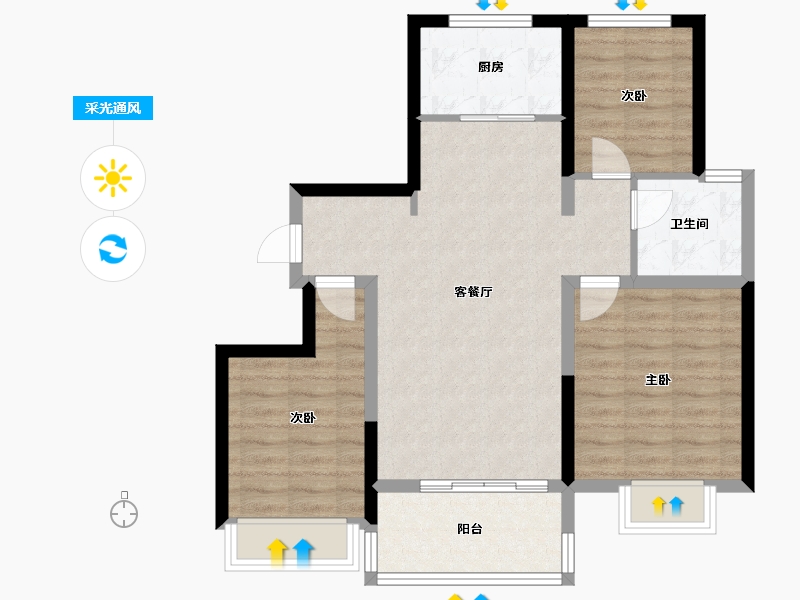 山东省-烟台市-绿城留香园-79.20-户型库-采光通风