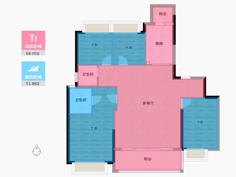 四川省-成都市-城投置地万科国宾蜀园-108.89-户型库-动静分区