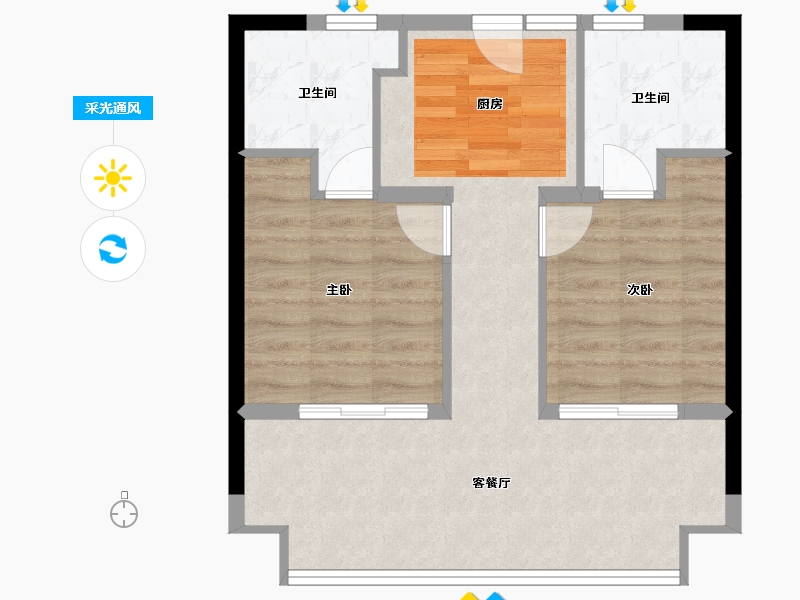 广东省-惠州市-卓越御山海-60.45-户型库-采光通风