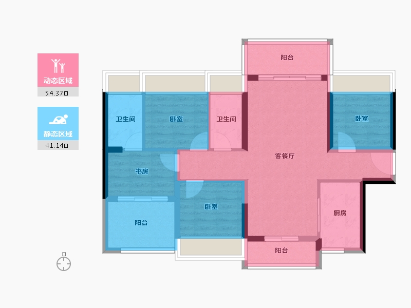 广东省-惠州市-中瑞怡润华府-84.76-户型库-动静分区