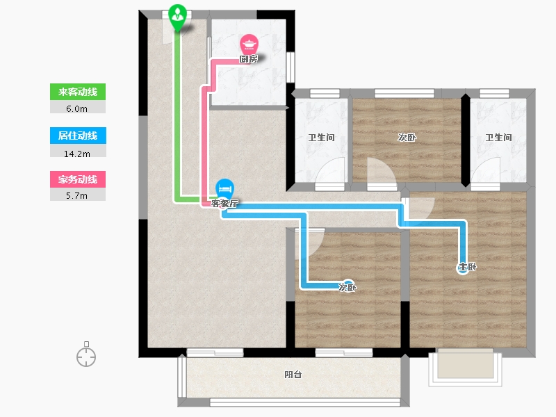 云南省-昆明市-雅居乐新希望锦麟峯荟-88.00-户型库-动静线