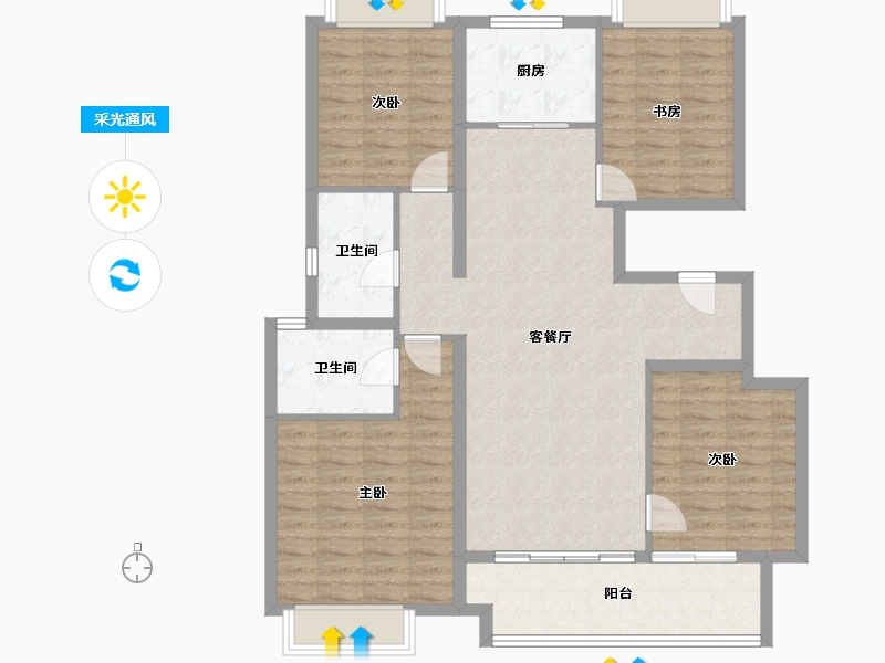 海南省-陵水黎族自治县-雅居乐清水湾-112.76-户型库-采光通风