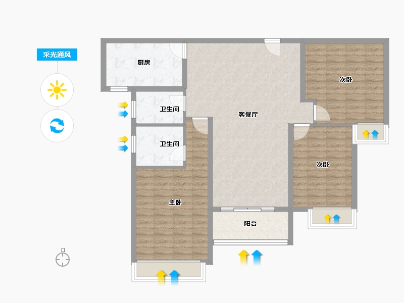 海南省-陵水黎族自治县-雅居乐清水湾-107.87-户型库-采光通风