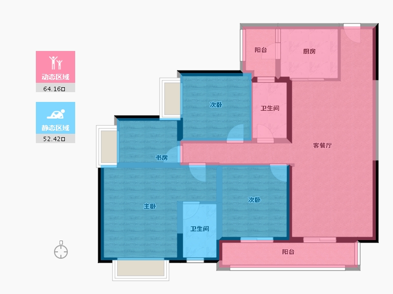 云南省-昆明市-雅居乐新希望锦麟峯荟-103.21-户型库-动静分区