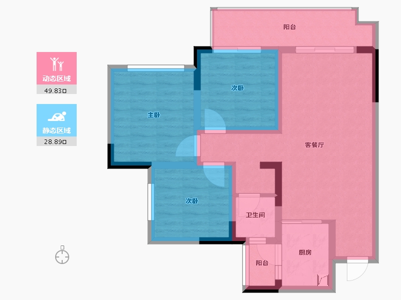 四川省-遂宁市-正黄·金域香江-75.00-户型库-动静分区