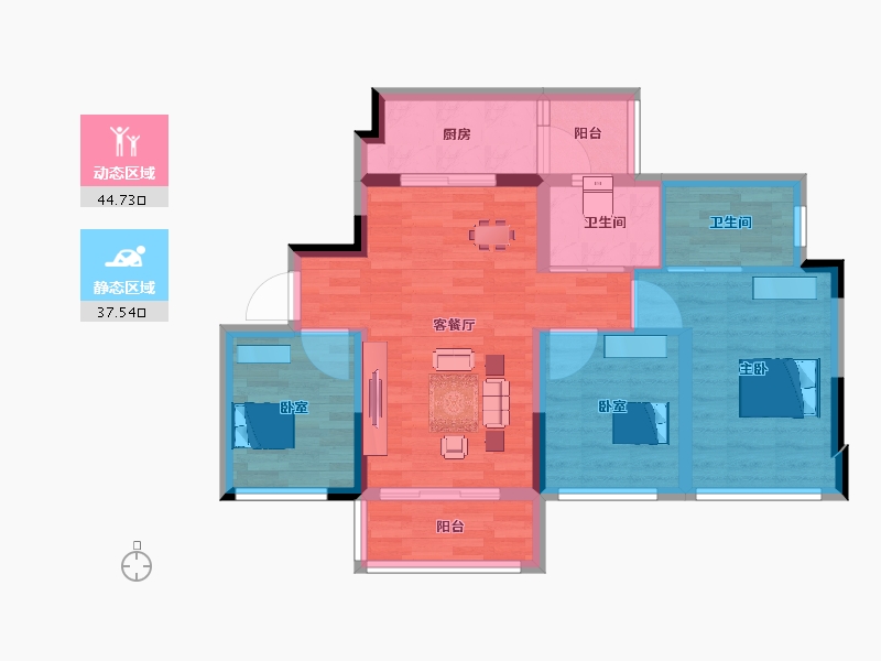 四川省-成都市-铂悦世家-72.95-户型库-动静分区