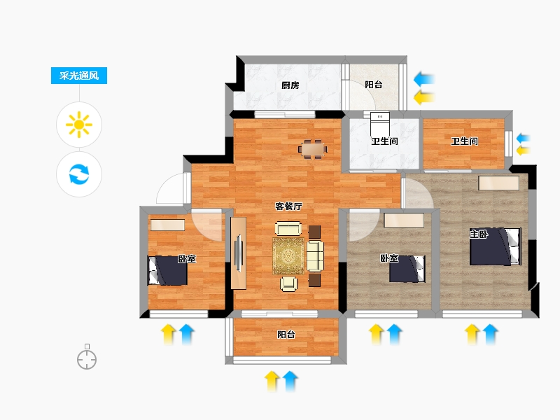 四川省-成都市-铂悦世家-72.95-户型库-采光通风