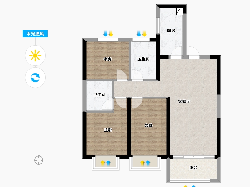 山西省-忻州市-国力公园里-91.50-户型库-采光通风