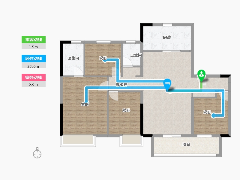 江苏省-扬州市-中海左岸-119.00-户型库-动静线