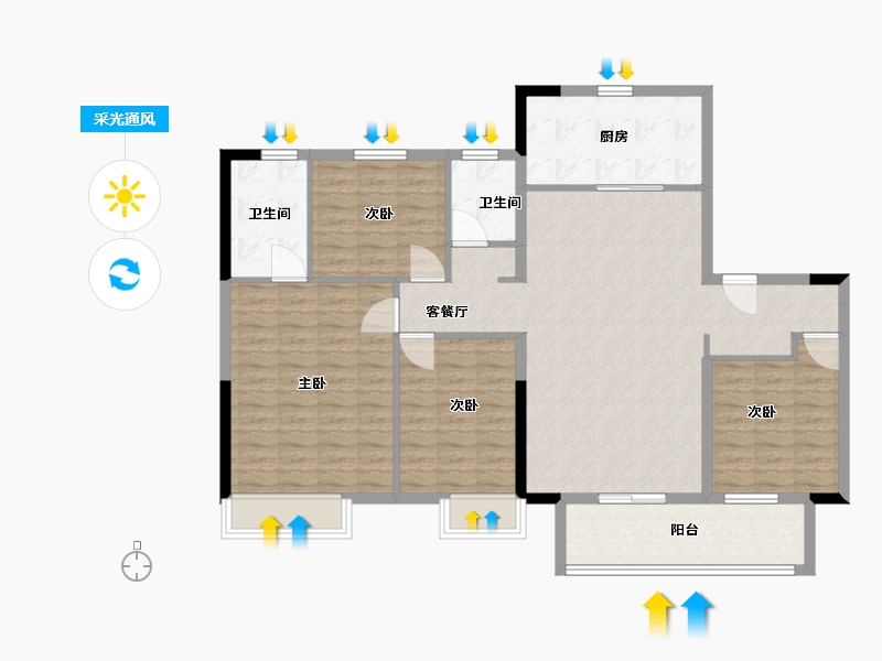 江苏省-扬州市-中海左岸-119.00-户型库-采光通风