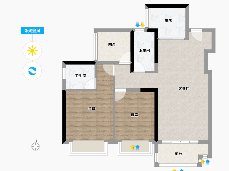 广东省-惠州市-雅居乐都汇雅郡-76.00-户型库-采光通风