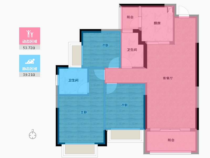 四川省-成都市-恒大林溪郡-83.29-户型库-动静分区