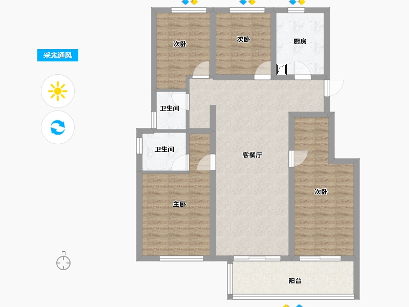 浙江省-金华市-​时代望湖悦-100.00-户型库-采光通风