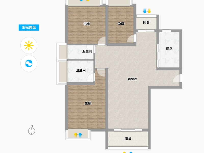 海南省-陵水黎族自治县-雅居乐清水湾-111.77-户型库-采光通风