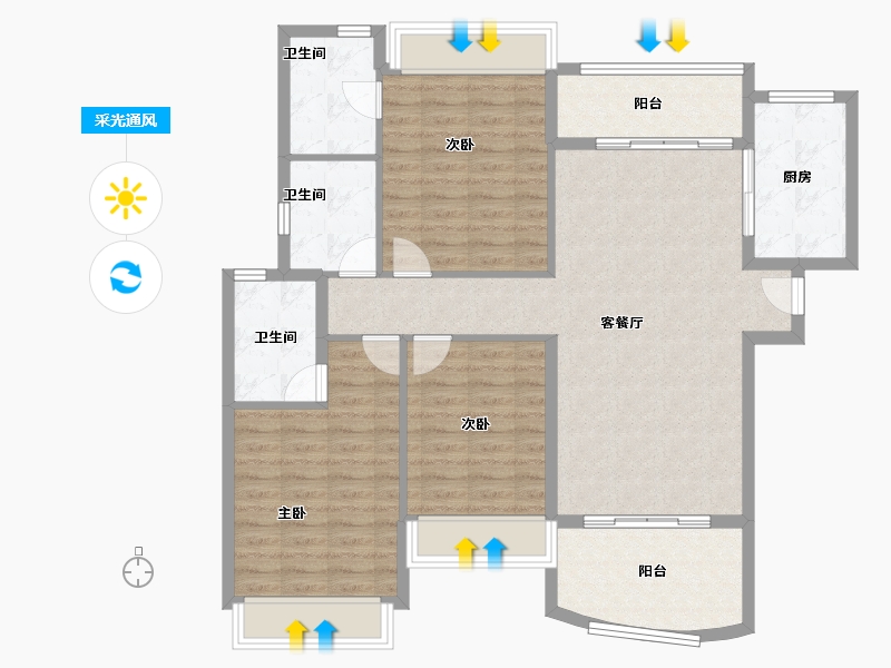 海南省-陵水黎族自治县-雅居乐清水湾-111.72-户型库-采光通风