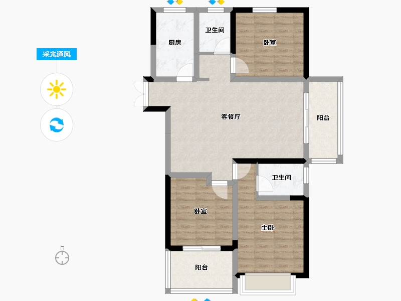 河南省-洛阳市-君河湾-89.93-户型库-采光通风