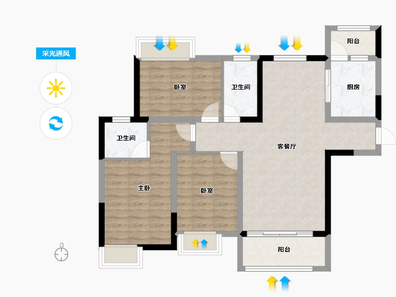 四川省-成都市-盛鼎阳光-88.09-户型库-采光通风