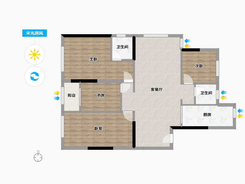 浙江省-金华市-东望文华-120.00-户型库-采光通风