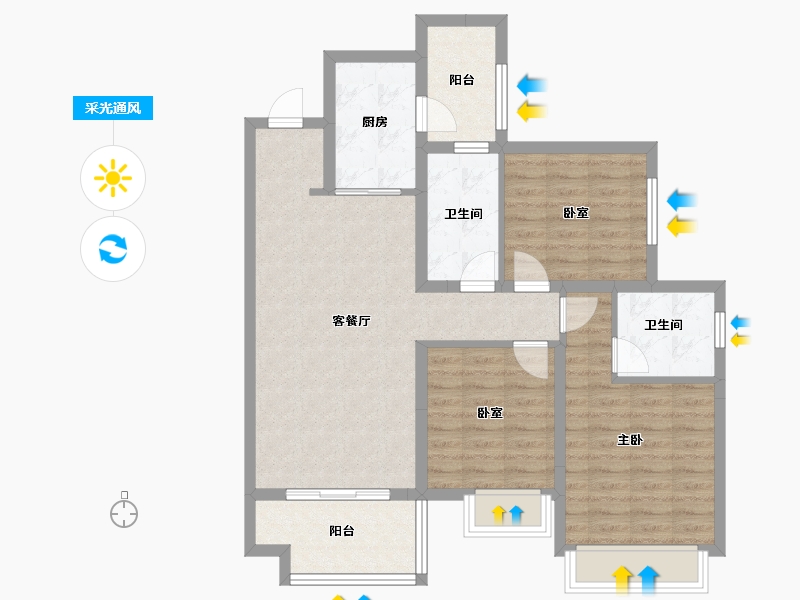 四川省-成都市-华润置地理想之城-90.39-户型库-采光通风